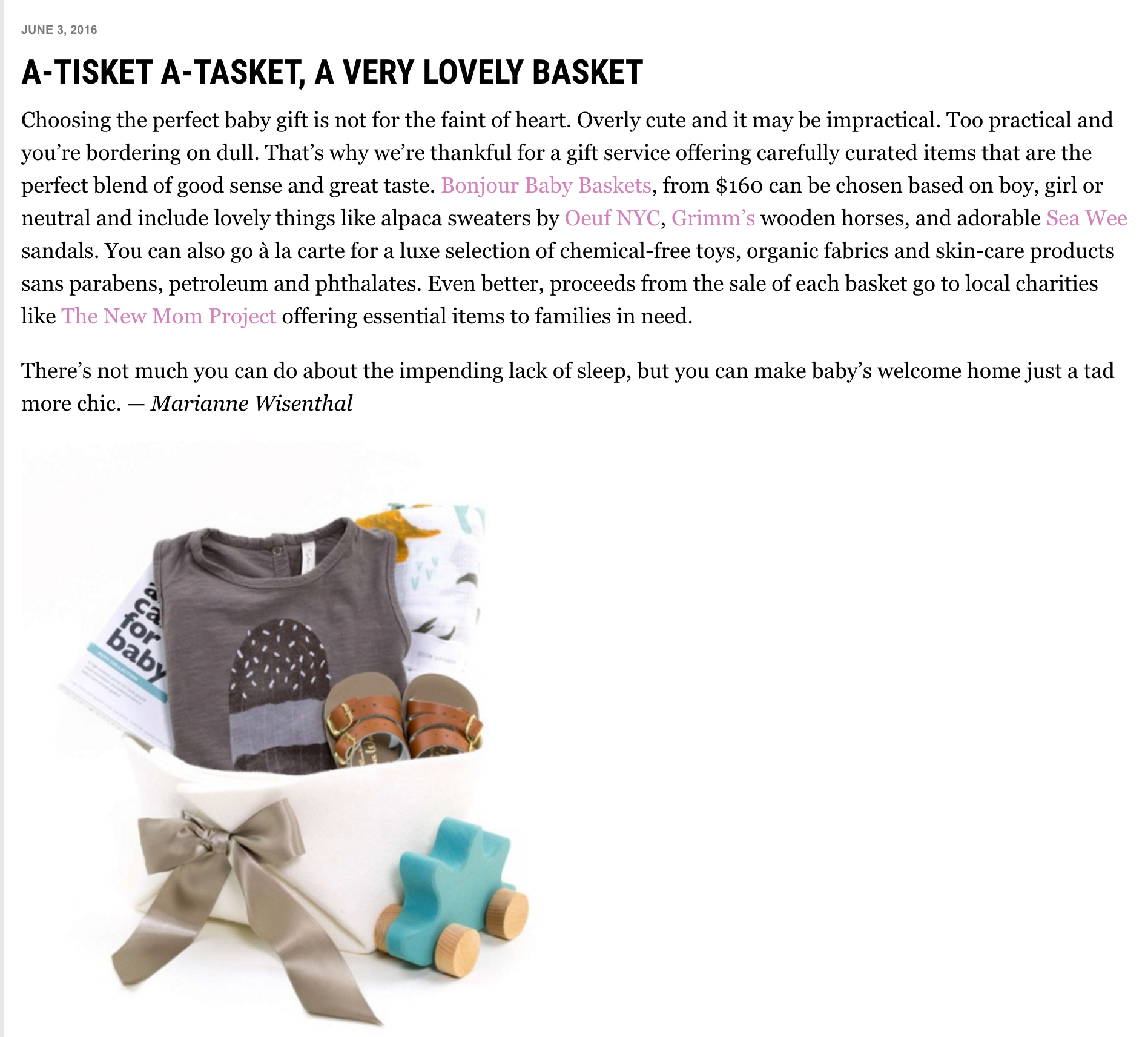 Review of Bonjour Baby Baskets
