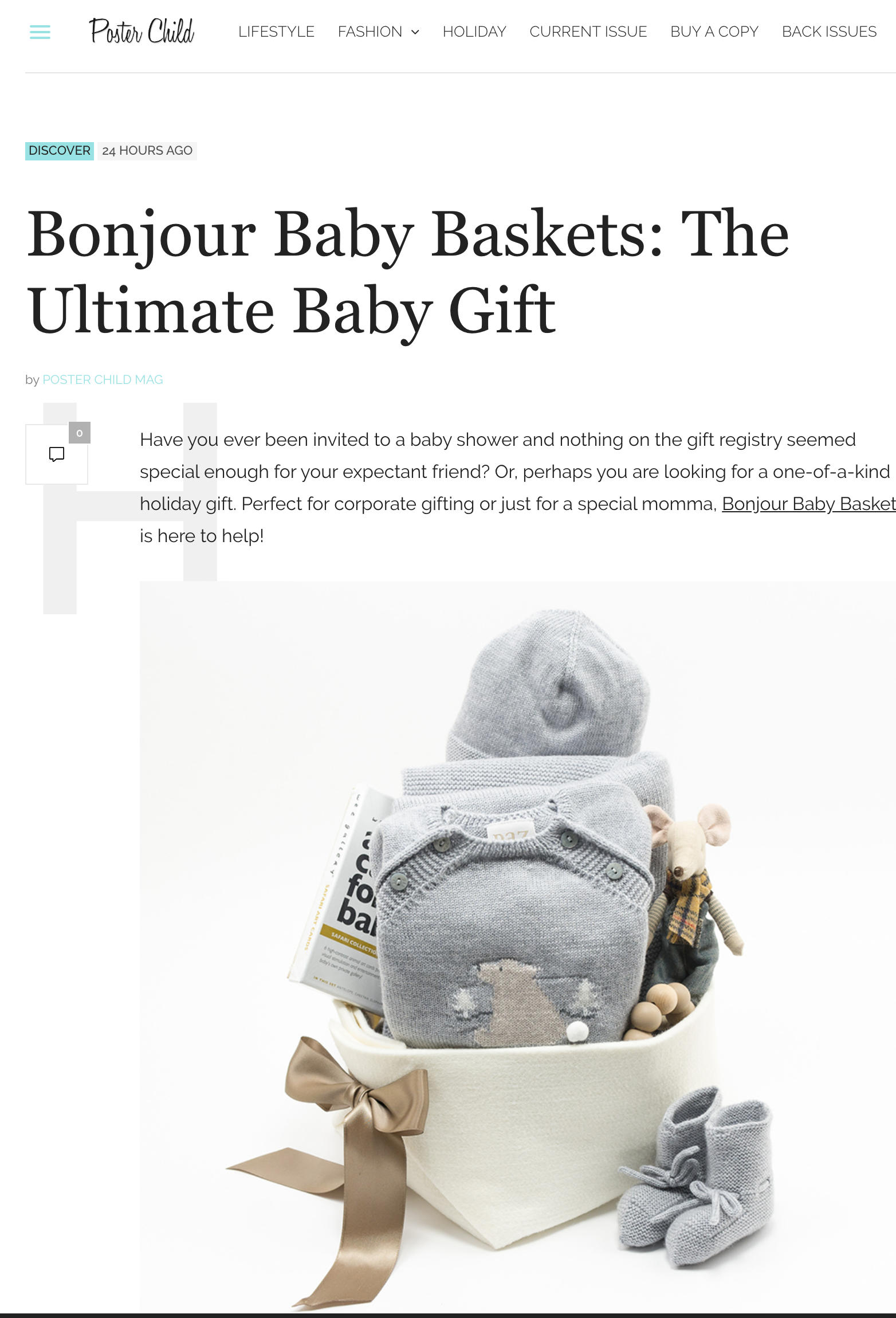 Bonjour Baby Baskets review by Poster Child Magazine