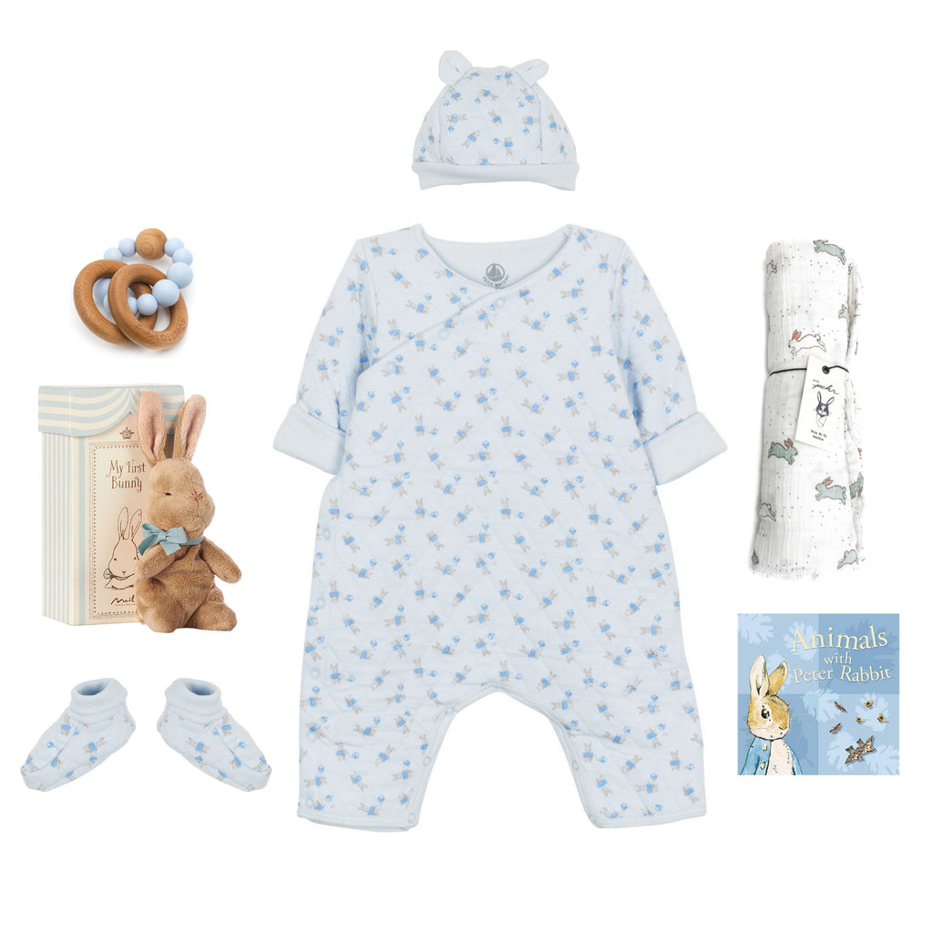My Little Bunny Baby Gift Basket in Blue featuring Petit Bateau ...