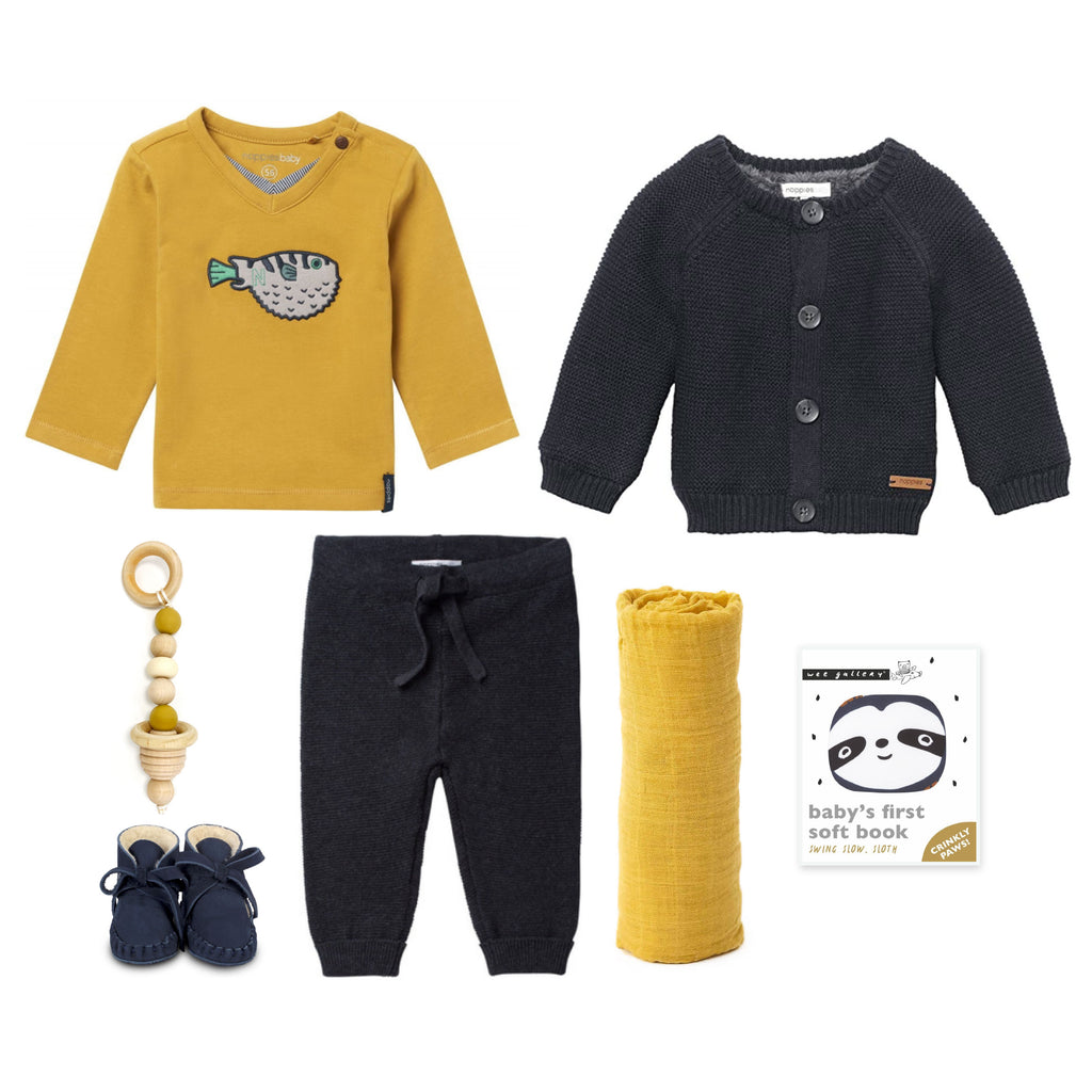 Yellow Submarine Baby Boy Gift Basket – Bonjour Baby Baskets - Luxury ...