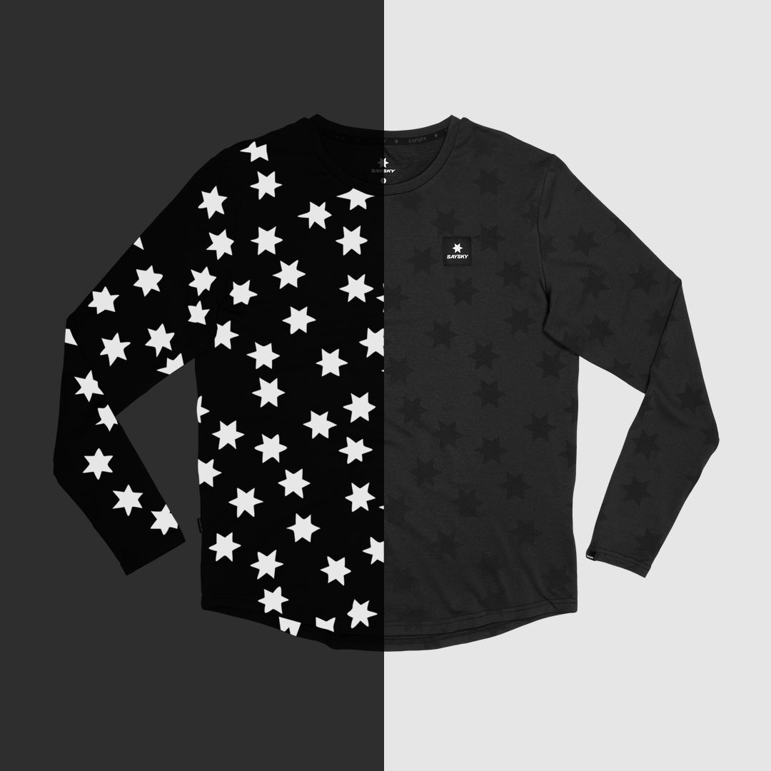 ランニングTシャツ(ロングスリーブ) KMRLS03c1009 Star Reflective Pace Longsleeve - Black [メンズ]