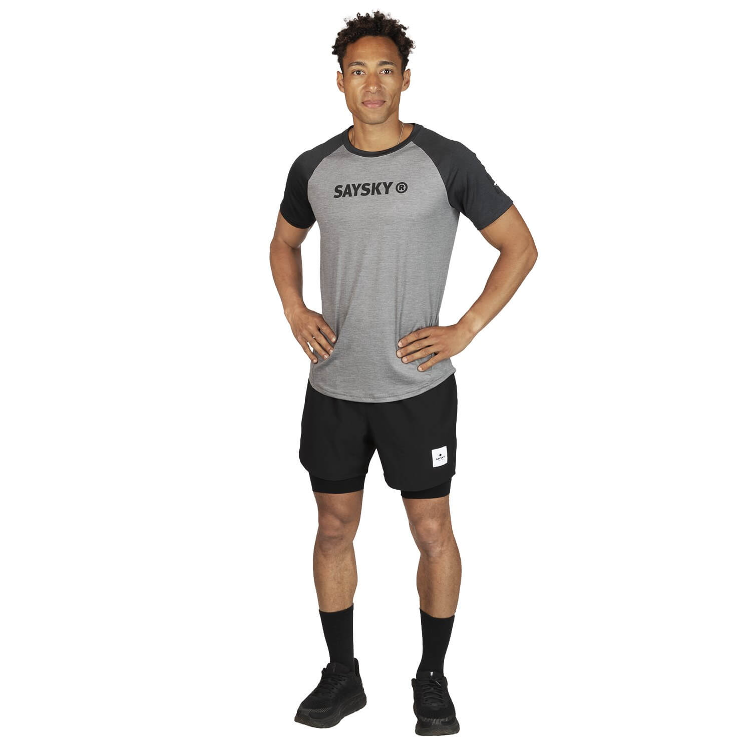 ランニングTシャツ GMRSS11 Reg Pace Tee - Light Grey/Dark Grey Melange [ユニセックス]