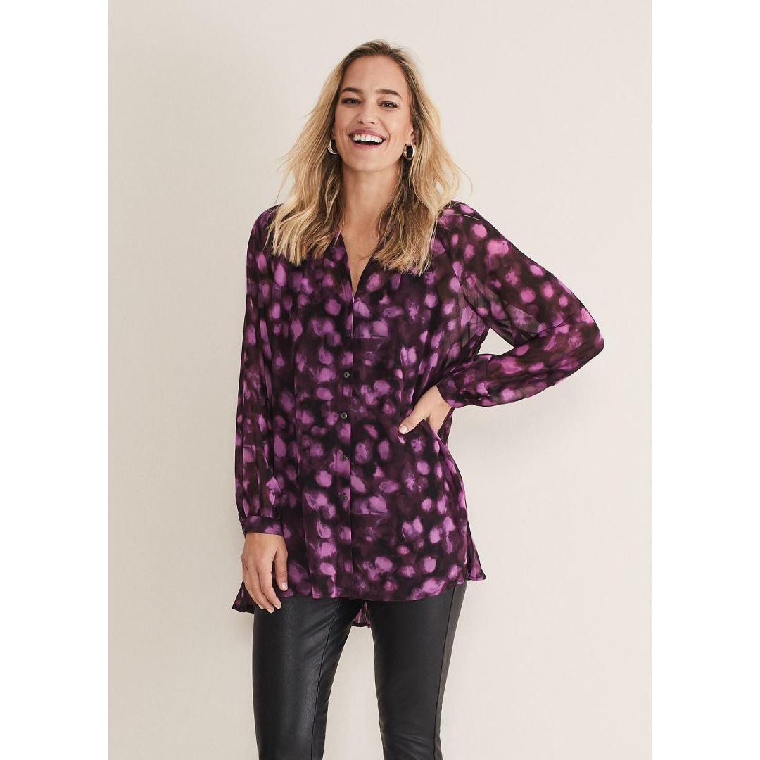 Phase Eight Rhian Chiffon Tunic Blouse - Purple, 18