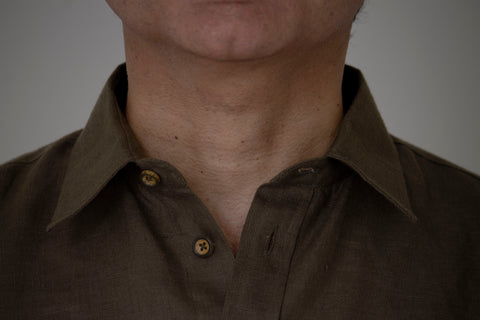 Close up of Neem Linen Shirt