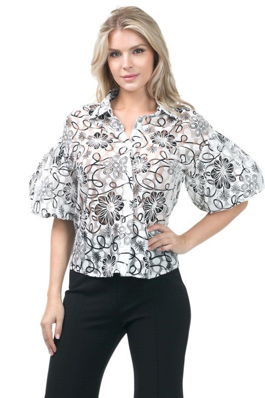 Floral Puff Sleeve Blouse – Social Butterfly Boutique