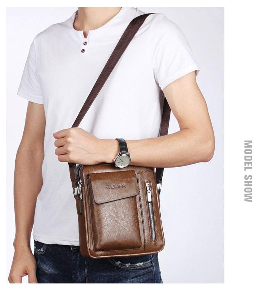  Shoulder Bag Vintage Crossbody Bags High Quality Male Bag PU Leather Handbag