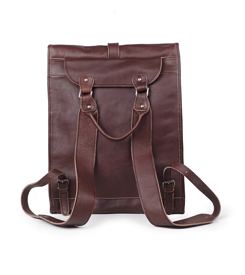 Genuine leather unisex casual backpack