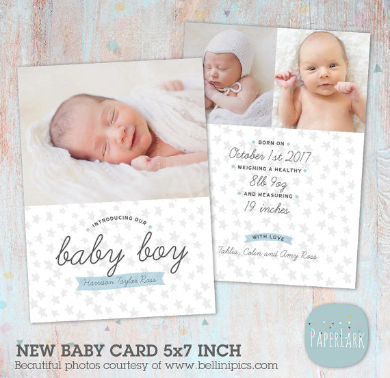 Newborn Baby Announcement Card AN006 | Paper Lark Designs