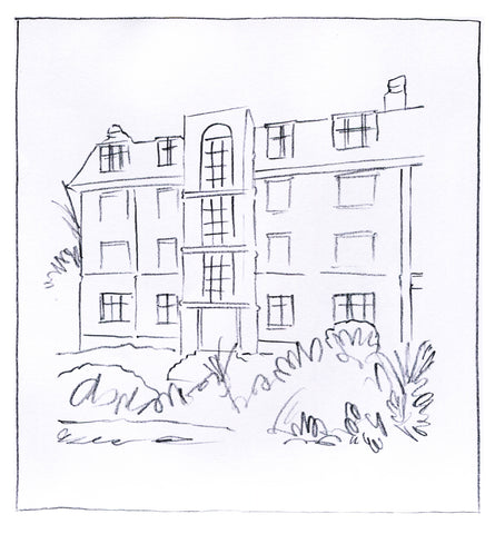 Preliminary sketch of building by Suzanne Pink