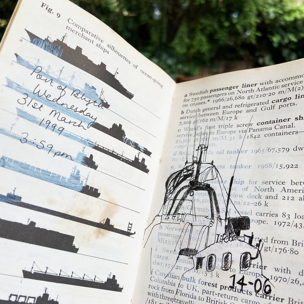 Fineliner sketches of boats inside The Observer's Book of Ships
