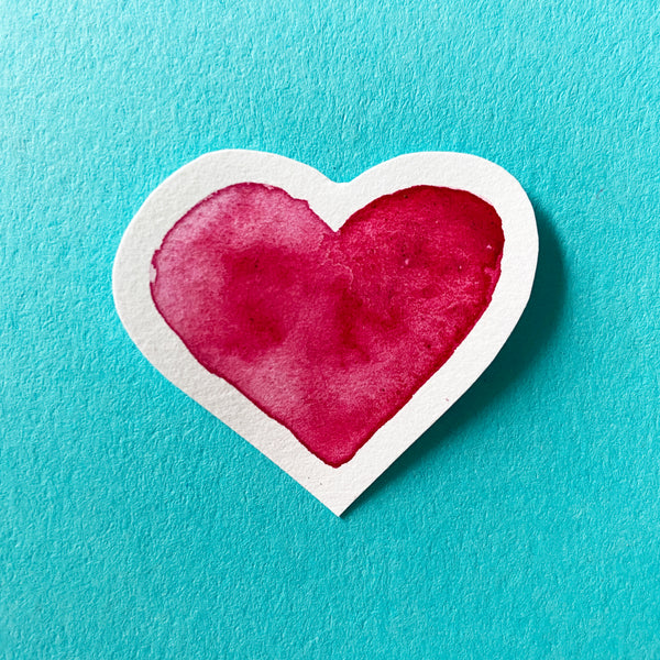 Watercolour heart on turquoise background