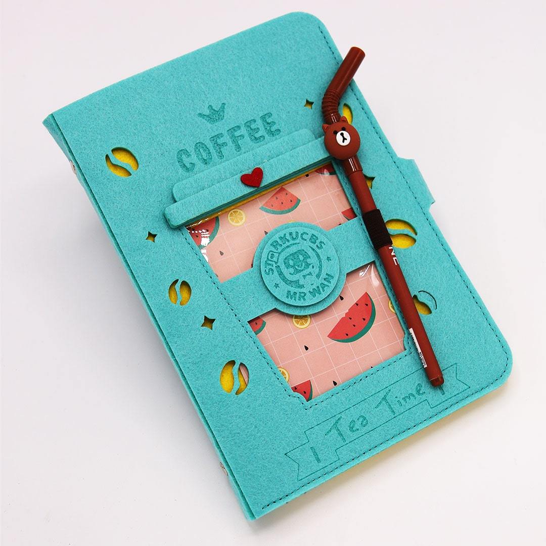 Cofee Cover Notebook With Gel Pen - thestationerycompany.pk