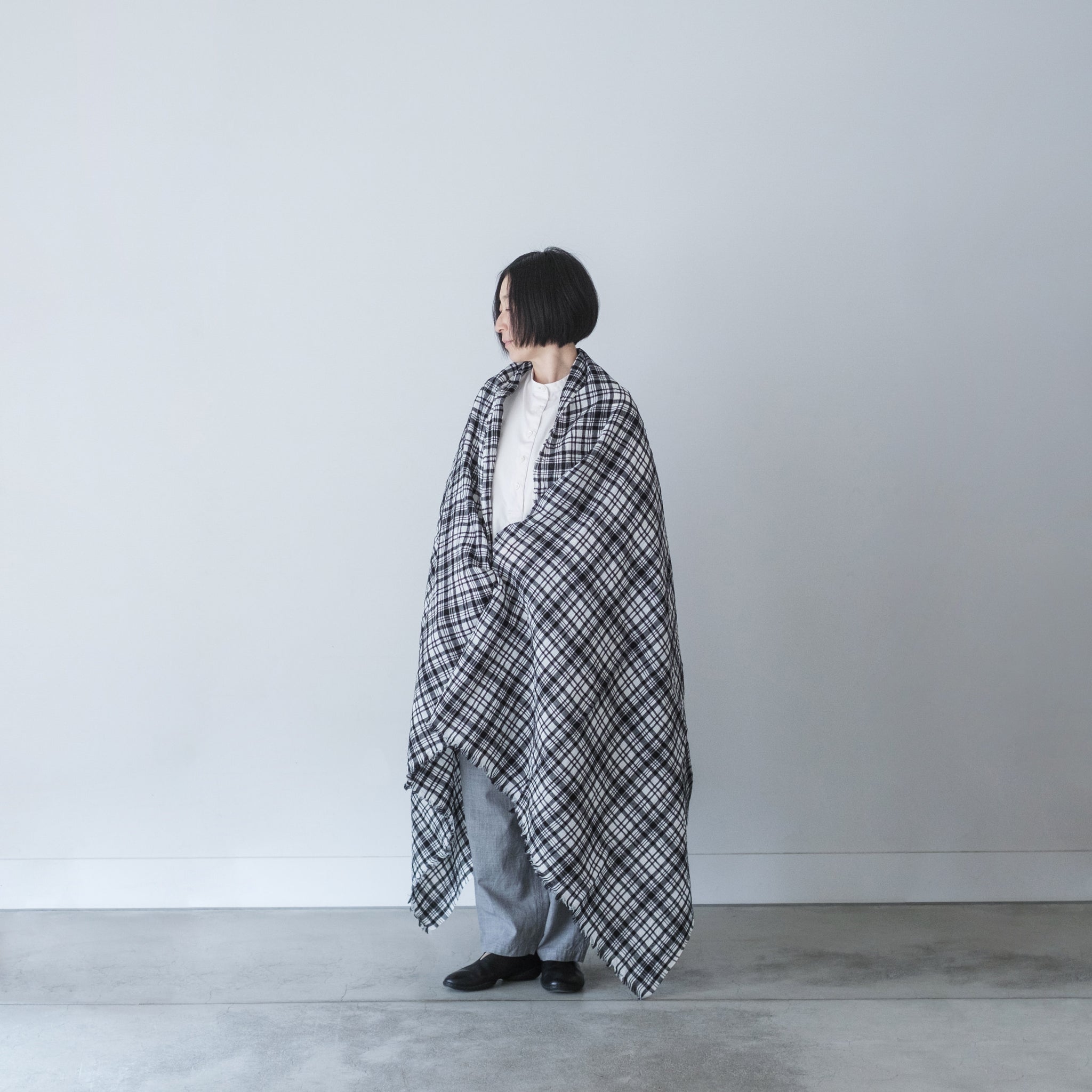 LOCALLY｜0188 linen / cotton check stole