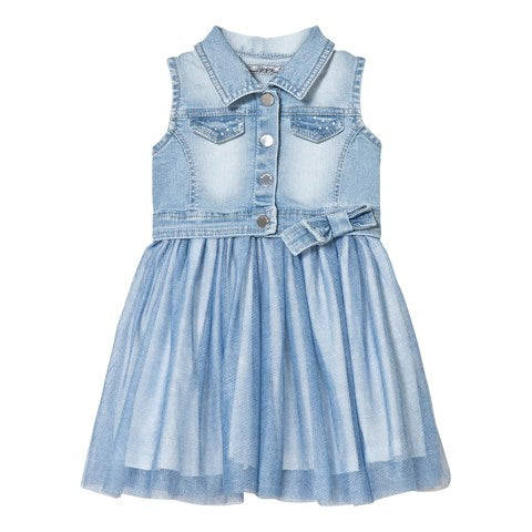 denim dress with tulle skirt