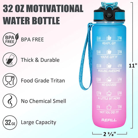 Motivational Fitness Bottle (1 Litre) with Time Marker