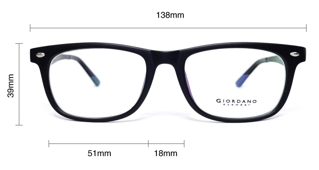 Giordano eyewear men size measurements