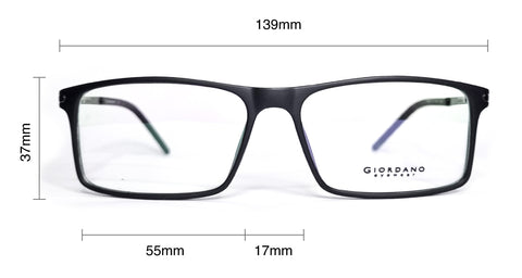 Giordano eyewear men size measurements