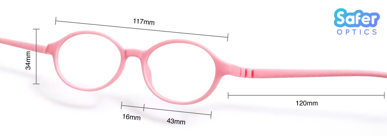 Mini Flex Kids Eyewear Frame Size Measurements - SaferOptics