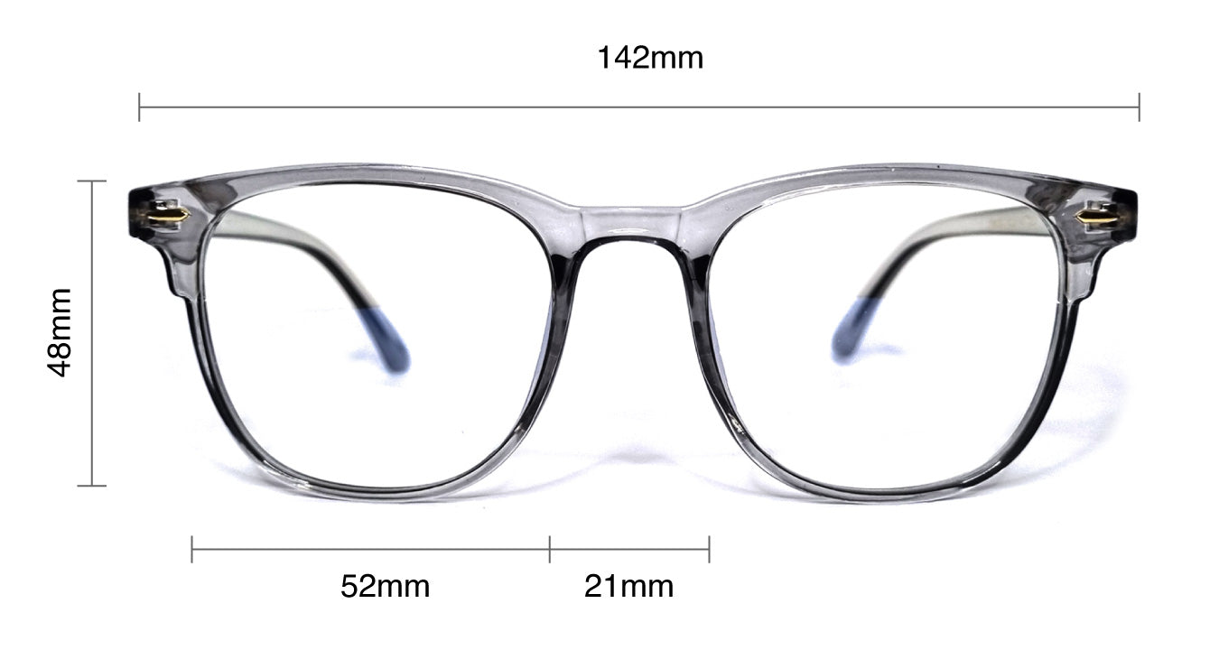 Pacific - SaferOptics anti blue light glasses size measurements