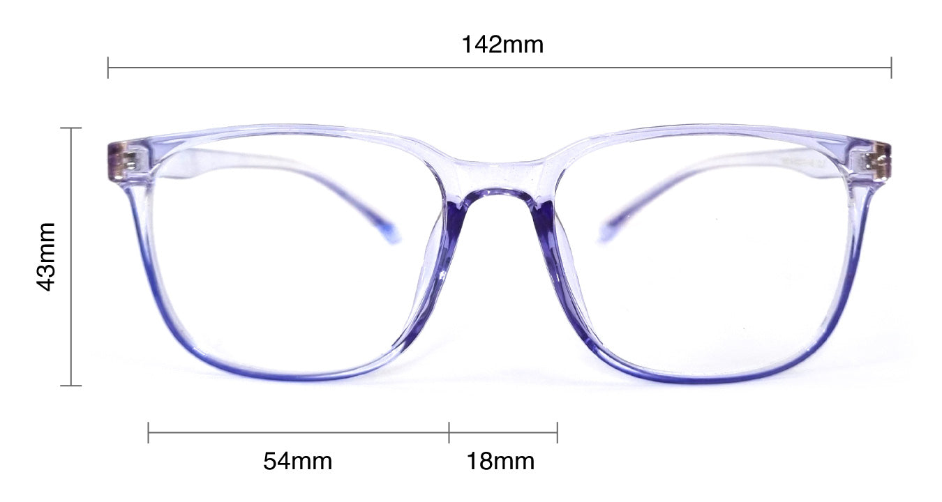 Presley Anti Blue Light Glasses size measurements for men unisex teens - SaferOptics