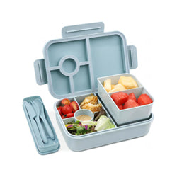 Fiambrera Bugucat 1400ML, fiambrera bento box infantil con 3 compartimentos  y juego de cubiertos, fiambrera fiambrera fiambrera para microondas