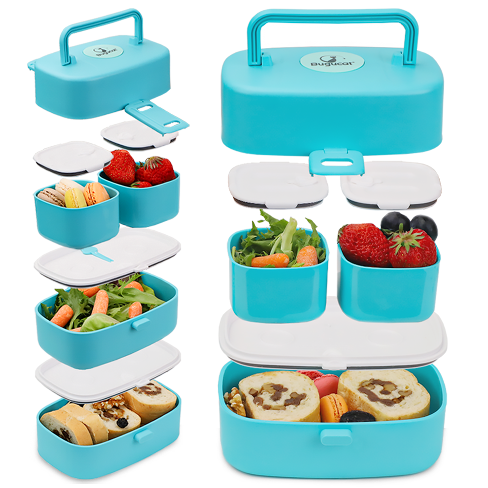 Bugucat bento box niños 2000ML, fiambrera adultos con 4