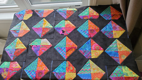 Final positioning of the blocks for the quilt top