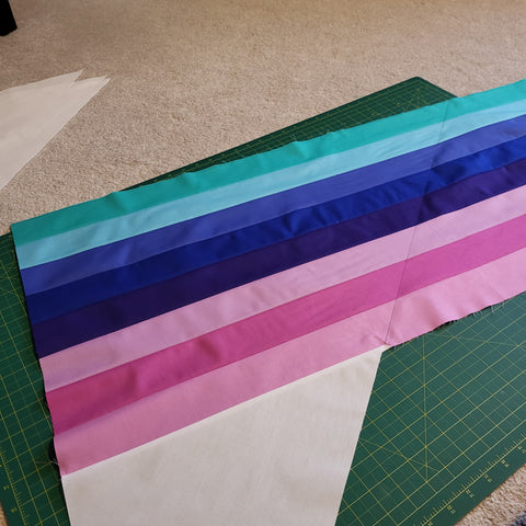 Cutting the colour strips on the angle