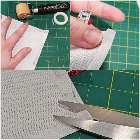 Showing how to do the pocket edges