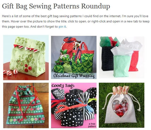 Snip from So Sew Easy Christmas Gift Bags post