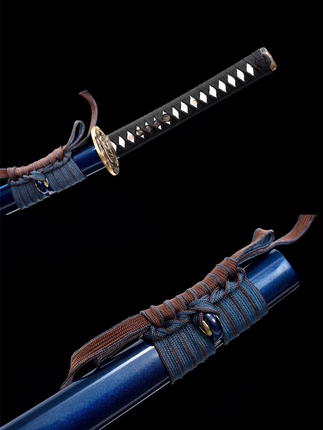 Ever Hunting Twins Samurai Sword,Katana,Baked Blue Series,High manganese steel,Longquan sword