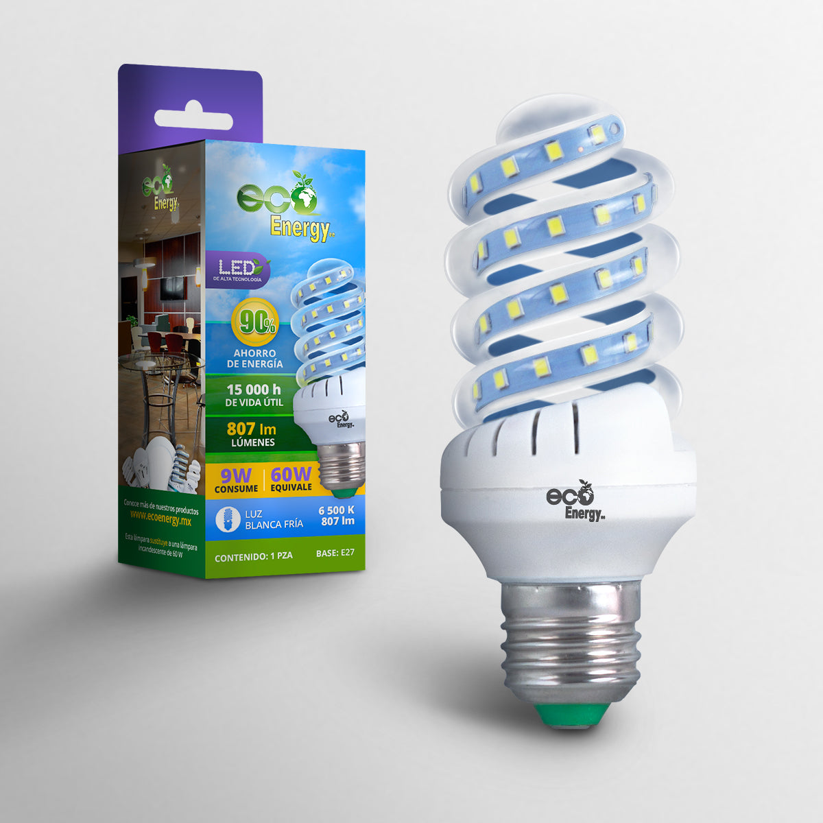 Foco LED ecohome Bulbo E27 Luz Fría 12W – REVFAST S.A.C.