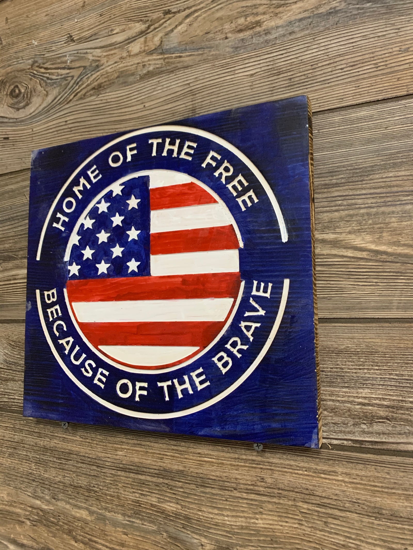 land of the free home of the brave on usa flag