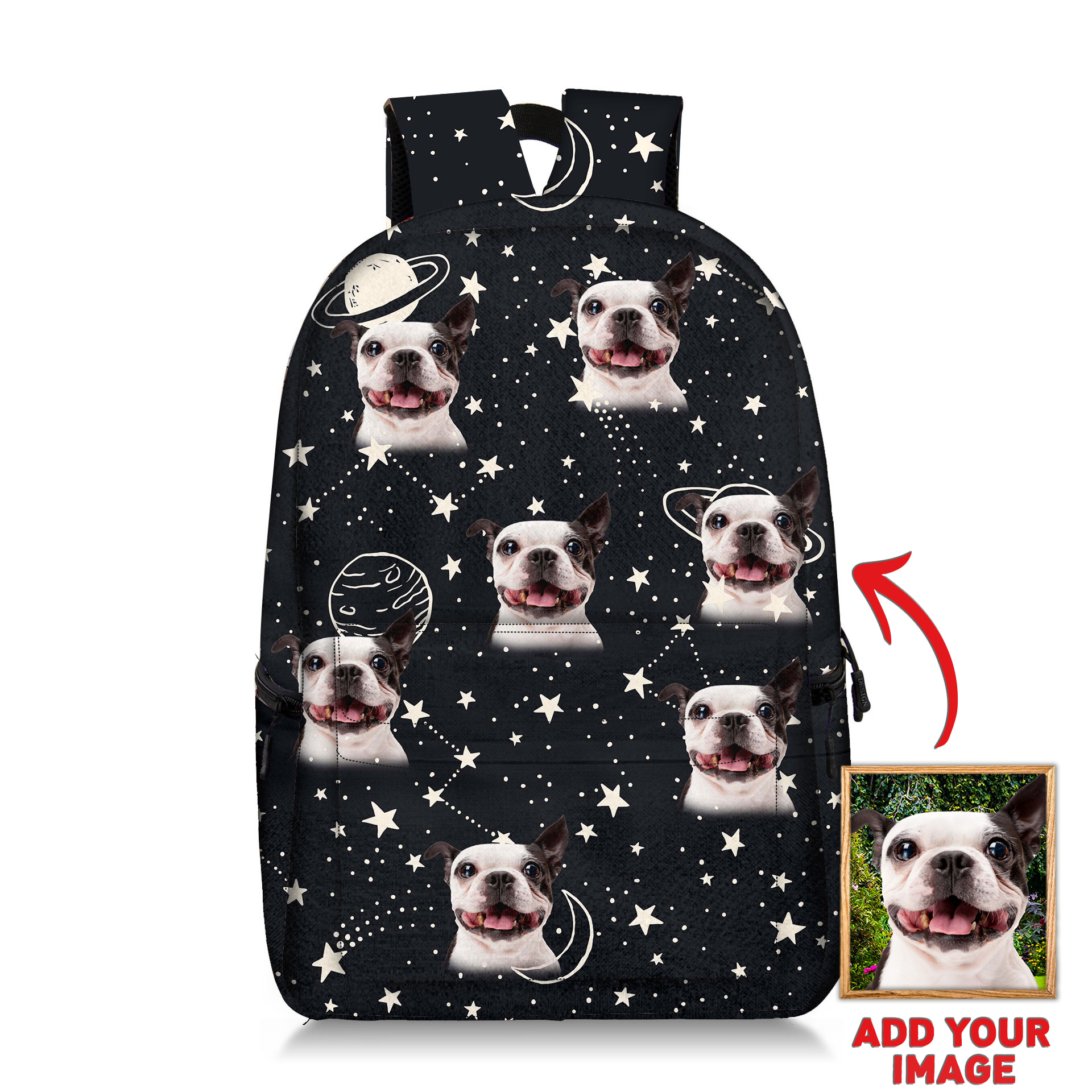 Image of Galaxy Custom Backpack Gift For Pet Lovers  'ADD YOUR IMAGE 