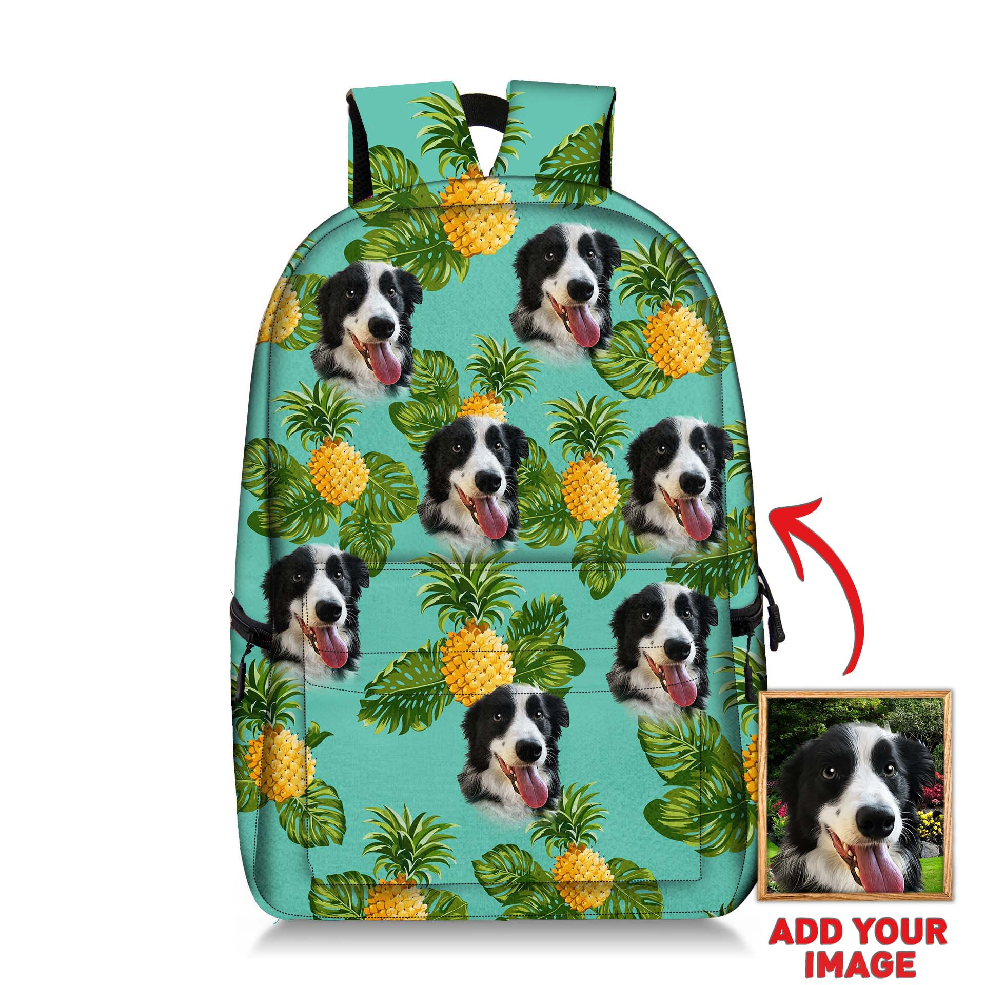 Image of Pineapple Custom Backpack Gift For Pet Lovers  ADD YOUR IMAGE 