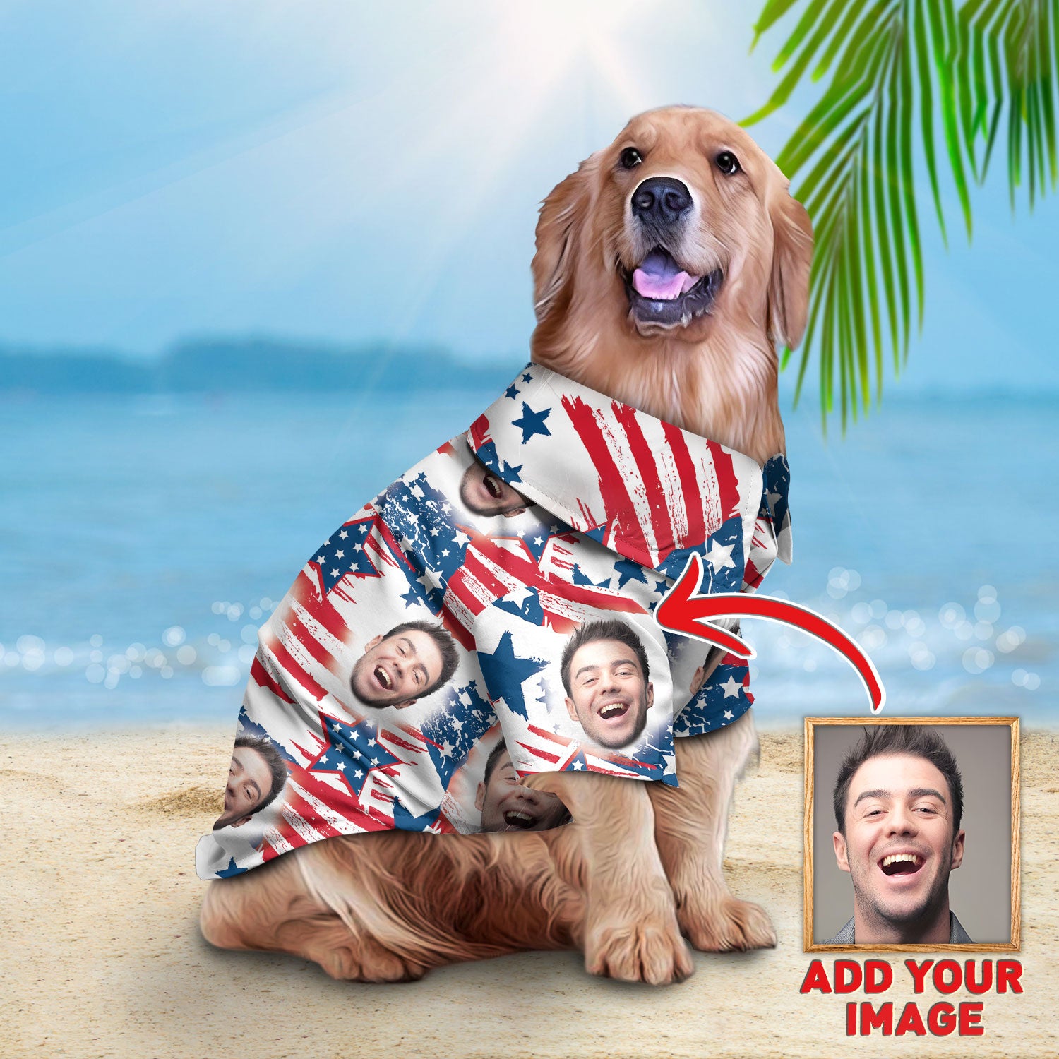 Image of Custom Hawaiian Shirt For Pet Red & Blue Pattern  i YOUR IMAGE 