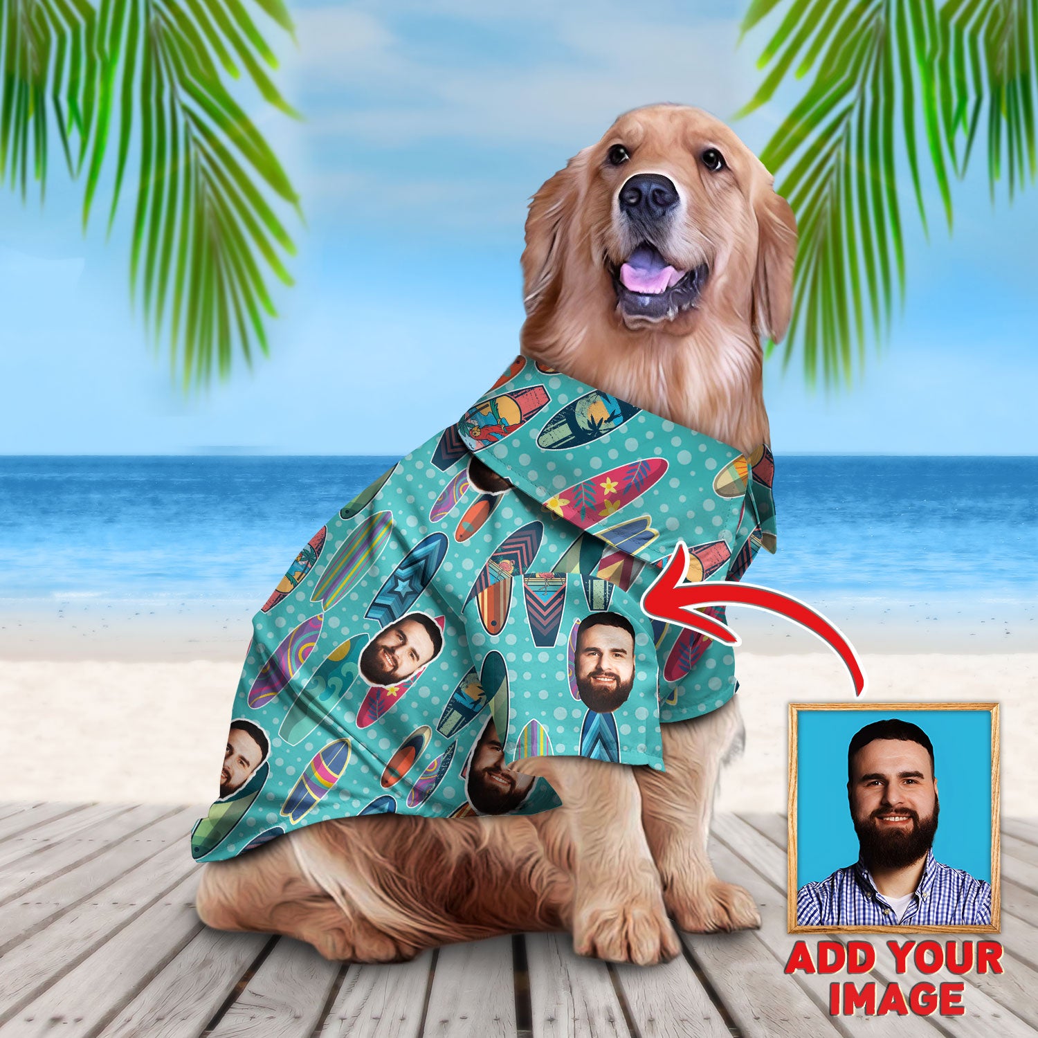 Image of Custom Hawaiian Shirt For Pet Surf Pattern