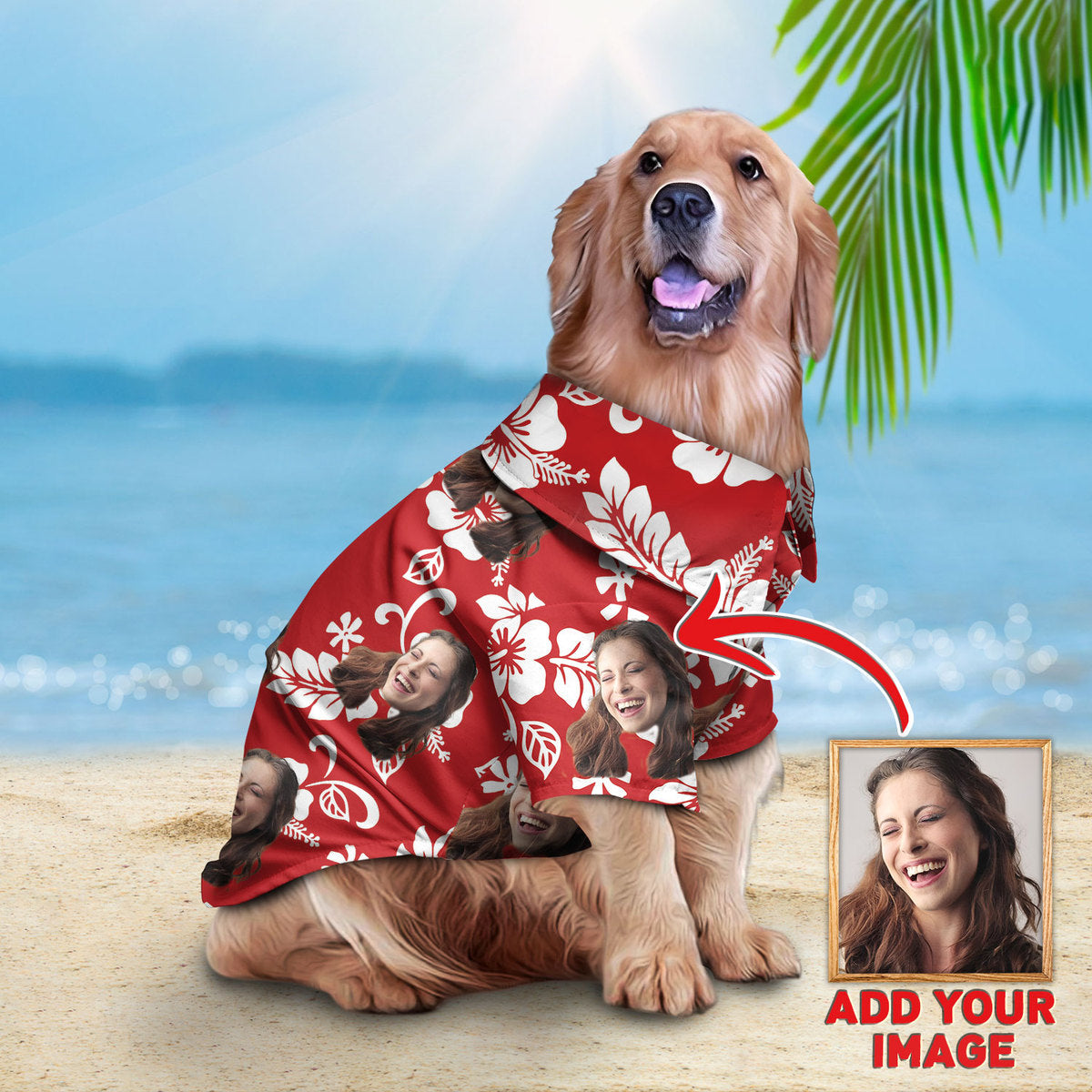 Image of Custom Hawaiian Shirt For Pet Red Pattern S ADD YOUR IMAGE 