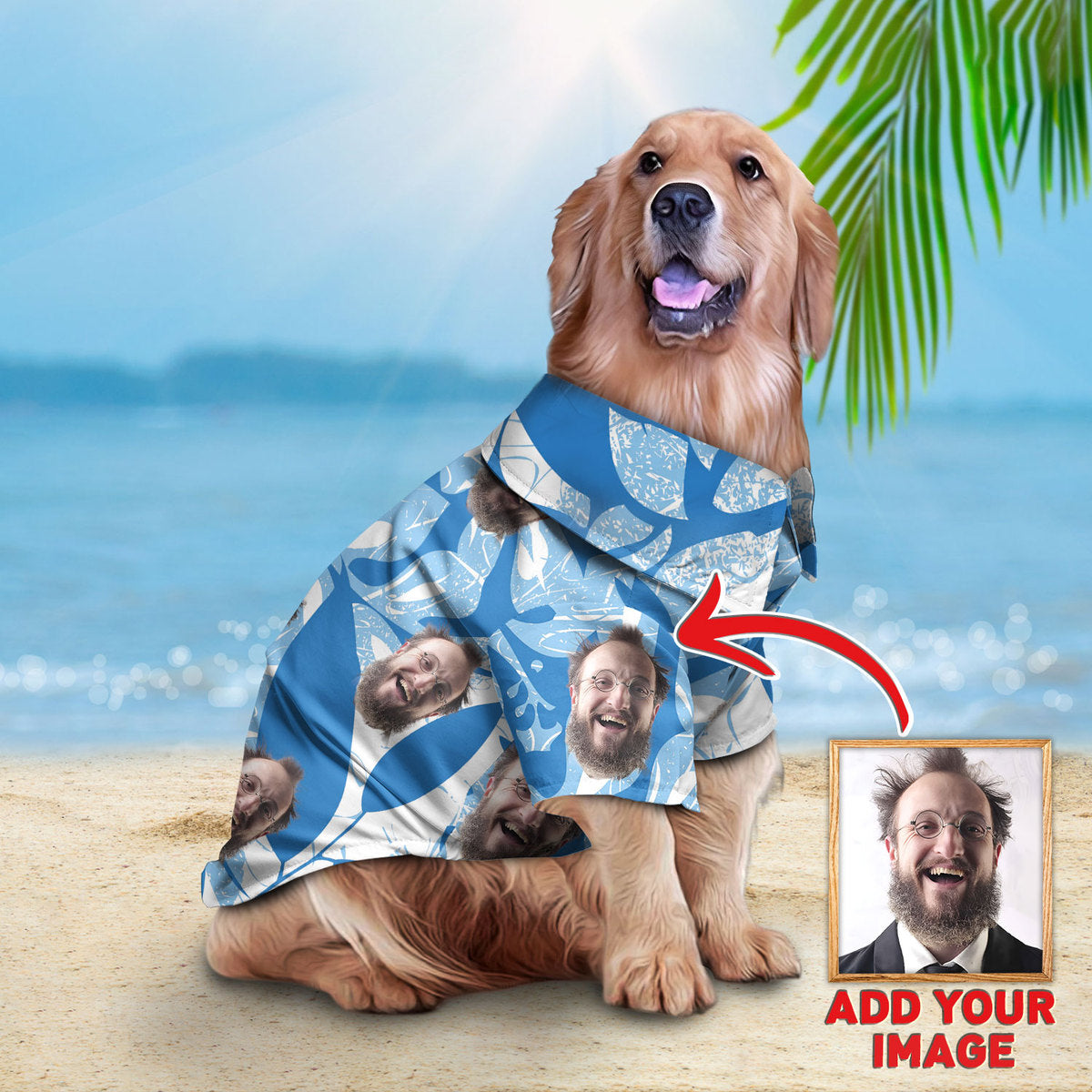 Image of Custom Hawaiian Shirt For Pet Blue Pattern ;R 12w N2 