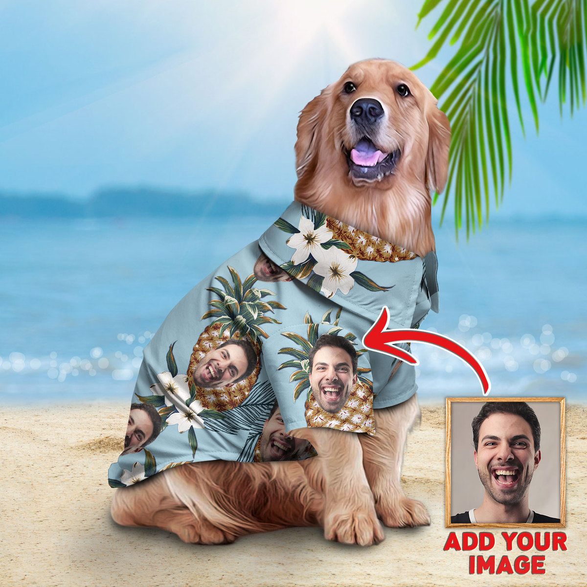Image of Custom Hawaiian Shirt For Pet Pineapple Pattern 1 7 ADD YOUR IMAGE 