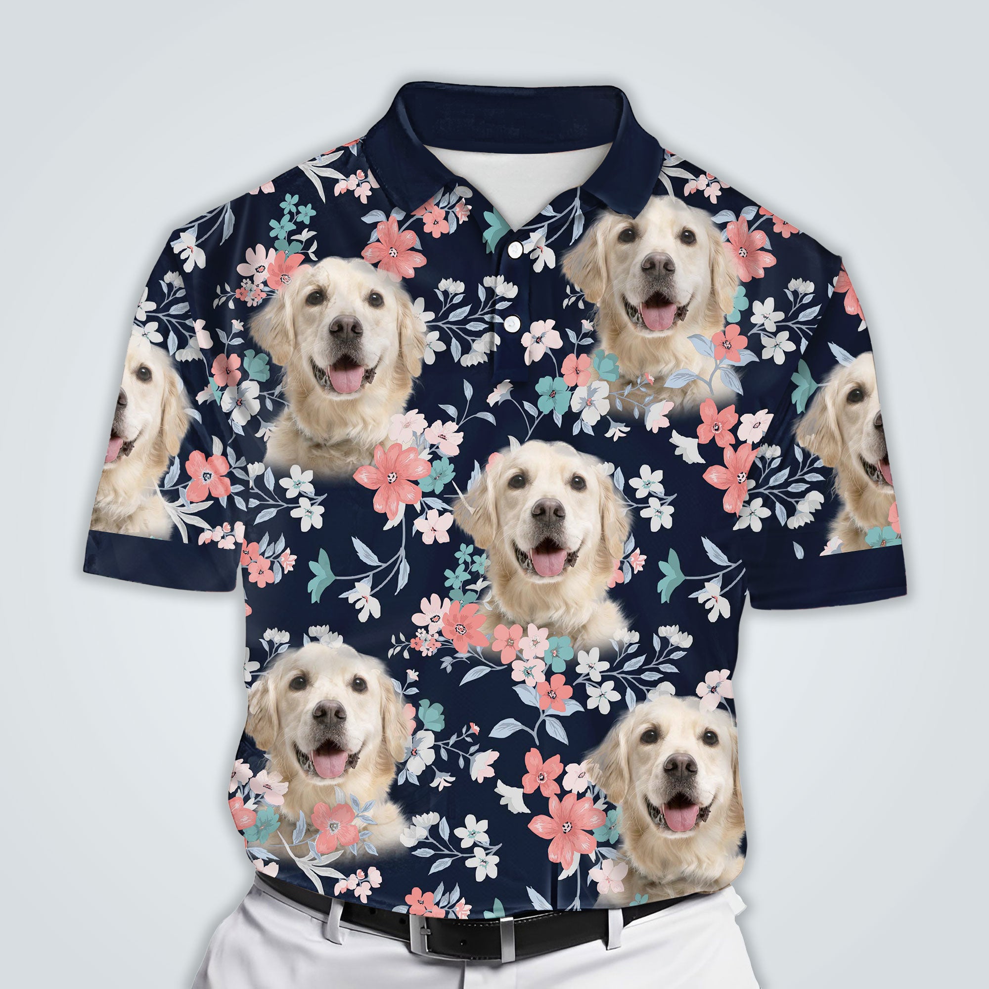 Image of Custom Summer Flower Pattern Polo Shirt