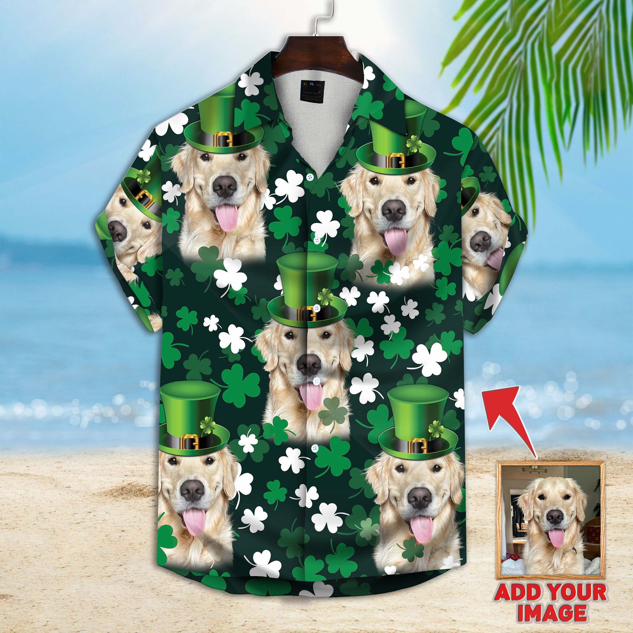 Image of Custom St Patrick Pattern Short-Sleeve Hawaiian Shirt 02  ADD YOUR IMAGE 