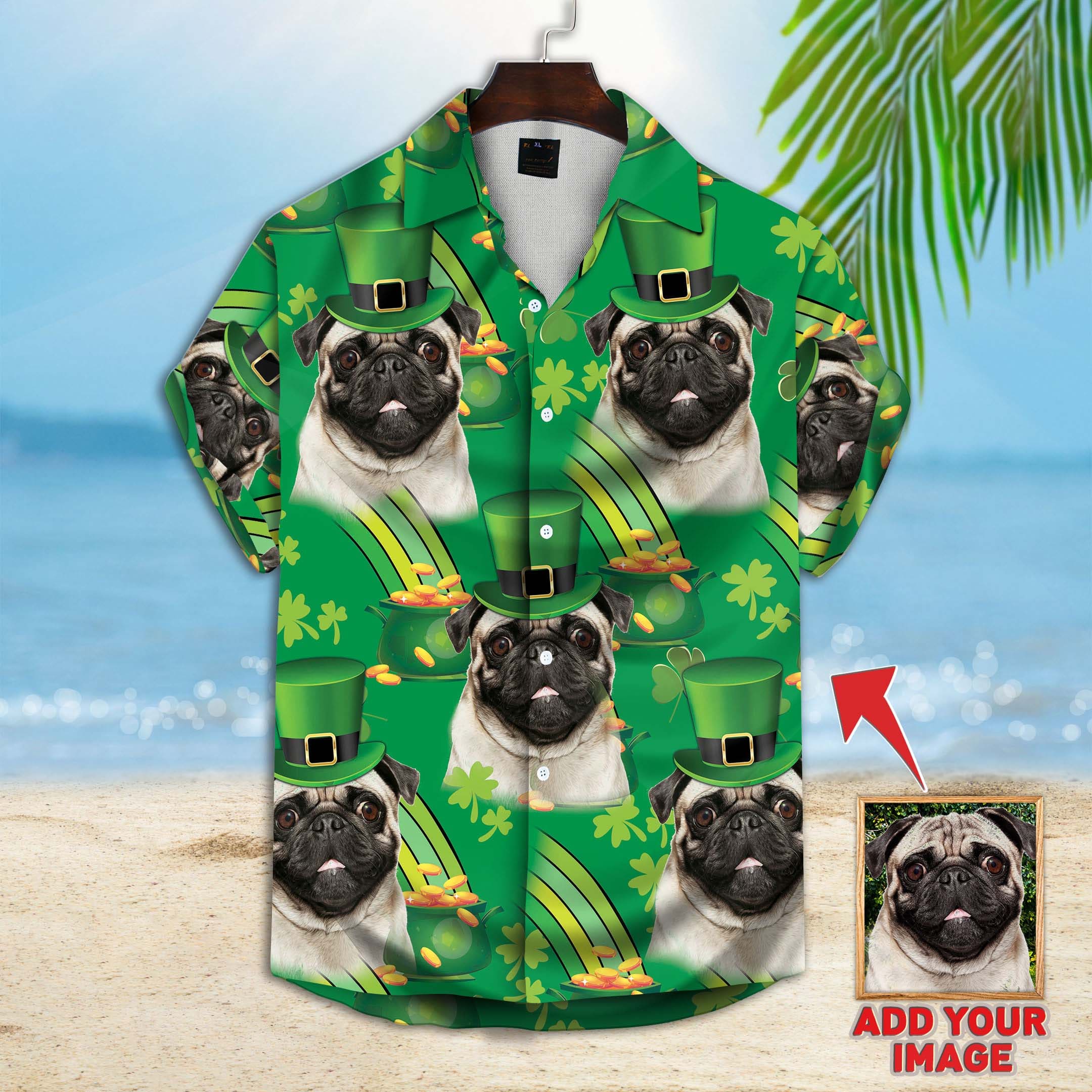 Image of Custom St Patrick Pattern Short-Sleeve Hawaiian Shirt 04  ADD YOUR IMAGE 