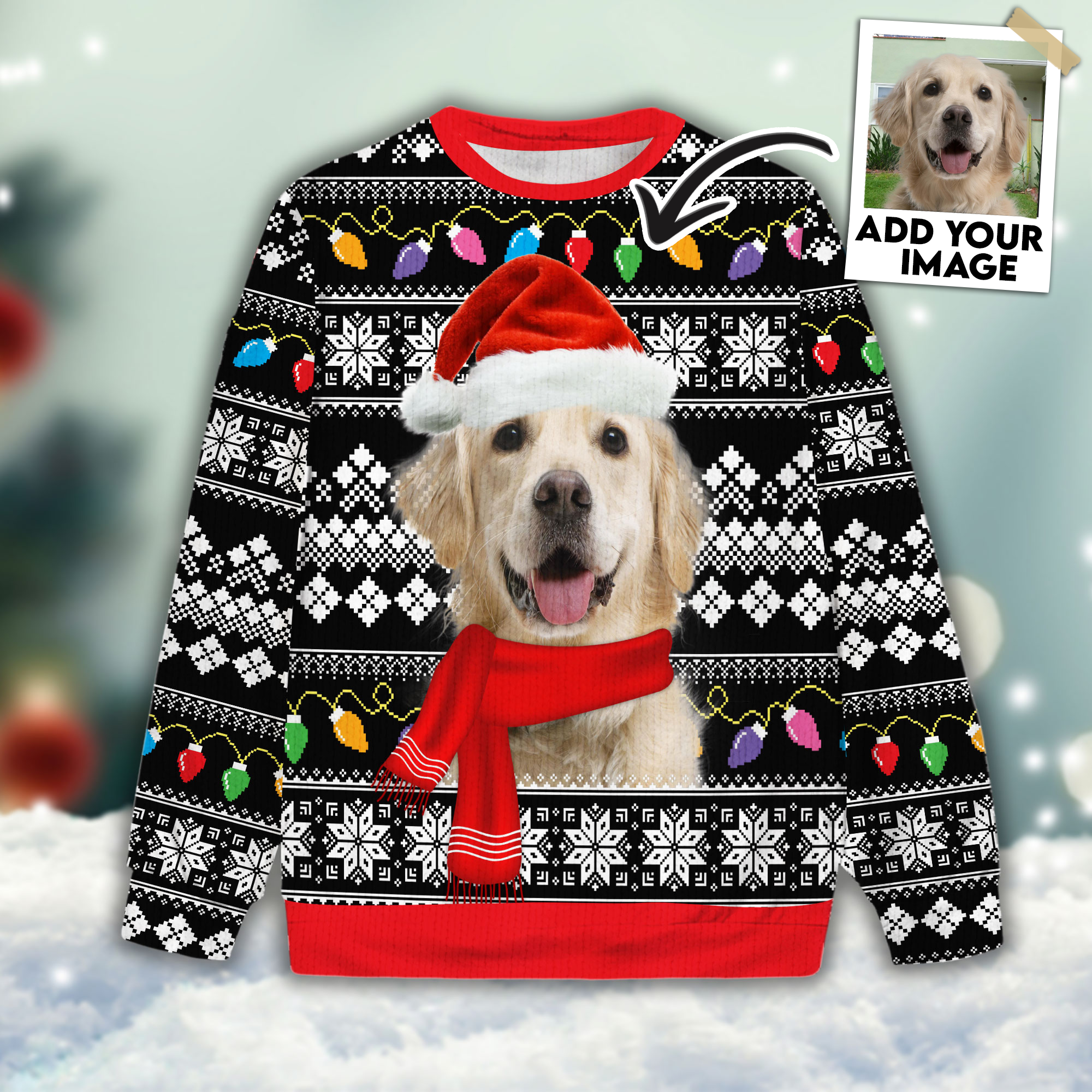 Image of Ugly Sweater All Over Print Custom Funny Christmas Light Pattern (Black Color)  aa;;a aama, i Jef .,. : n R b L u Sl b, fe?'?zsl 4 Fa o SIS 