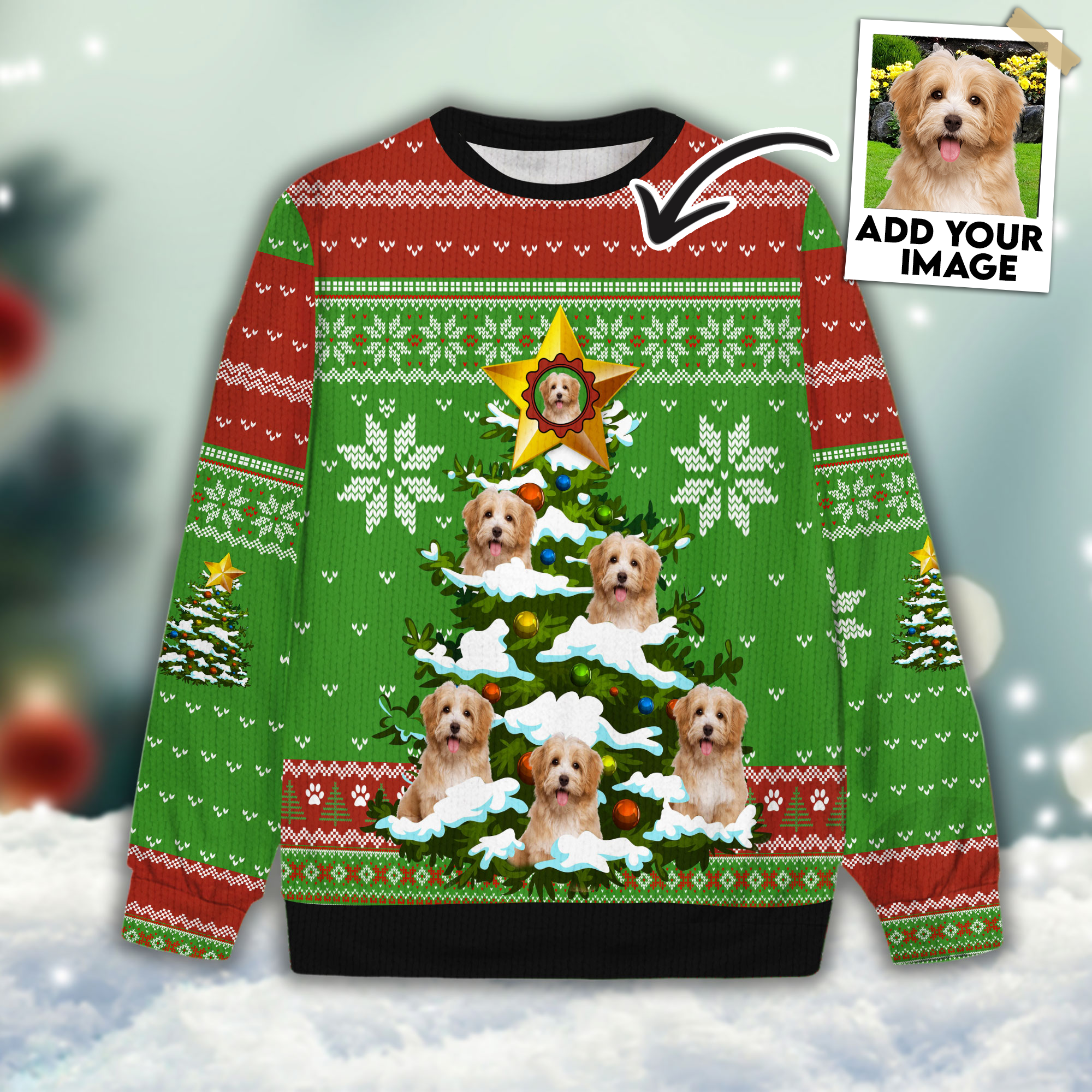 Image of Ugly Sweater All Over Print Custom Funny Christmas Light Tree (Green & Red Color) MG 4 S DS RSB SO AL OANAY SRR e LR - 