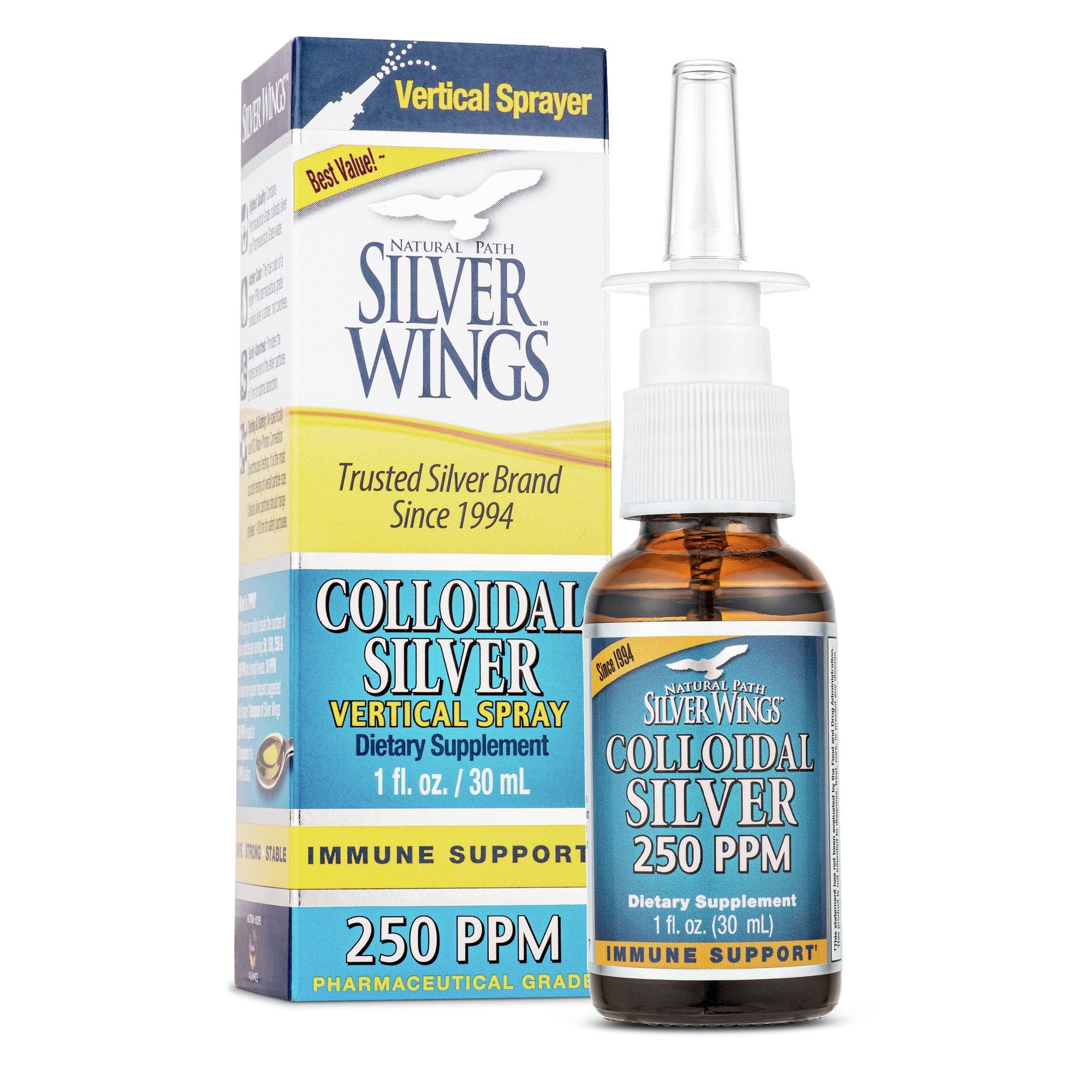 Colloidal Silver Herbal Tincture Spray, 1 Oz, Natural Path Silver Wings,  Natural Path Silver Wings