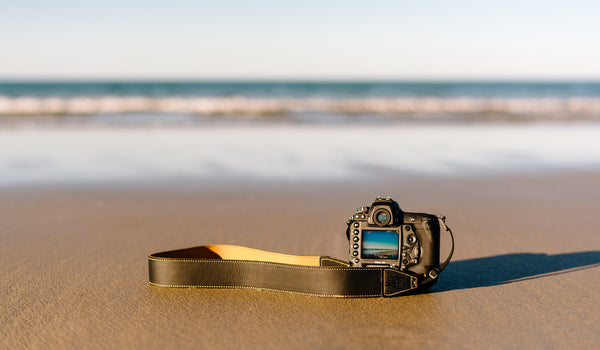 Leather Camera Strap on the Beach