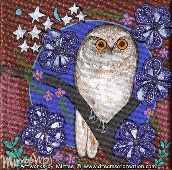 Snowy Owl with Galaxy Pansies Framed Canvas Print by Mirree Contempora ...