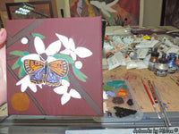 Thumbnail for 'Purple Copperwing Butterfly with Blackthorn Blossoming Flower' Original Painting by Mirree Contemporary Dreamtime Animal Dreaming