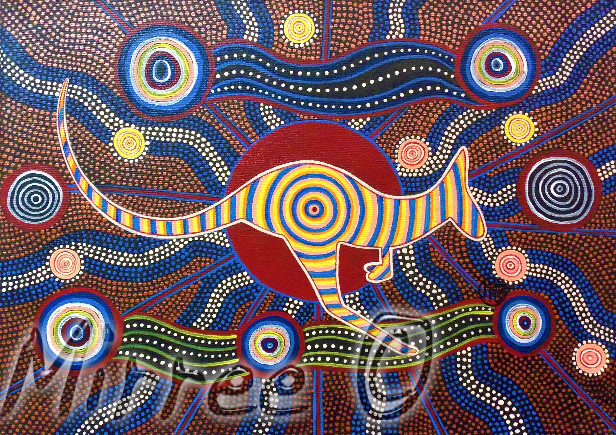 Movement of the Red Kangaroo Contempoary Aboriginal Art Original Paint